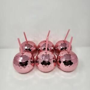 Pink Disco Ball Tumbler Cups Set of 6
